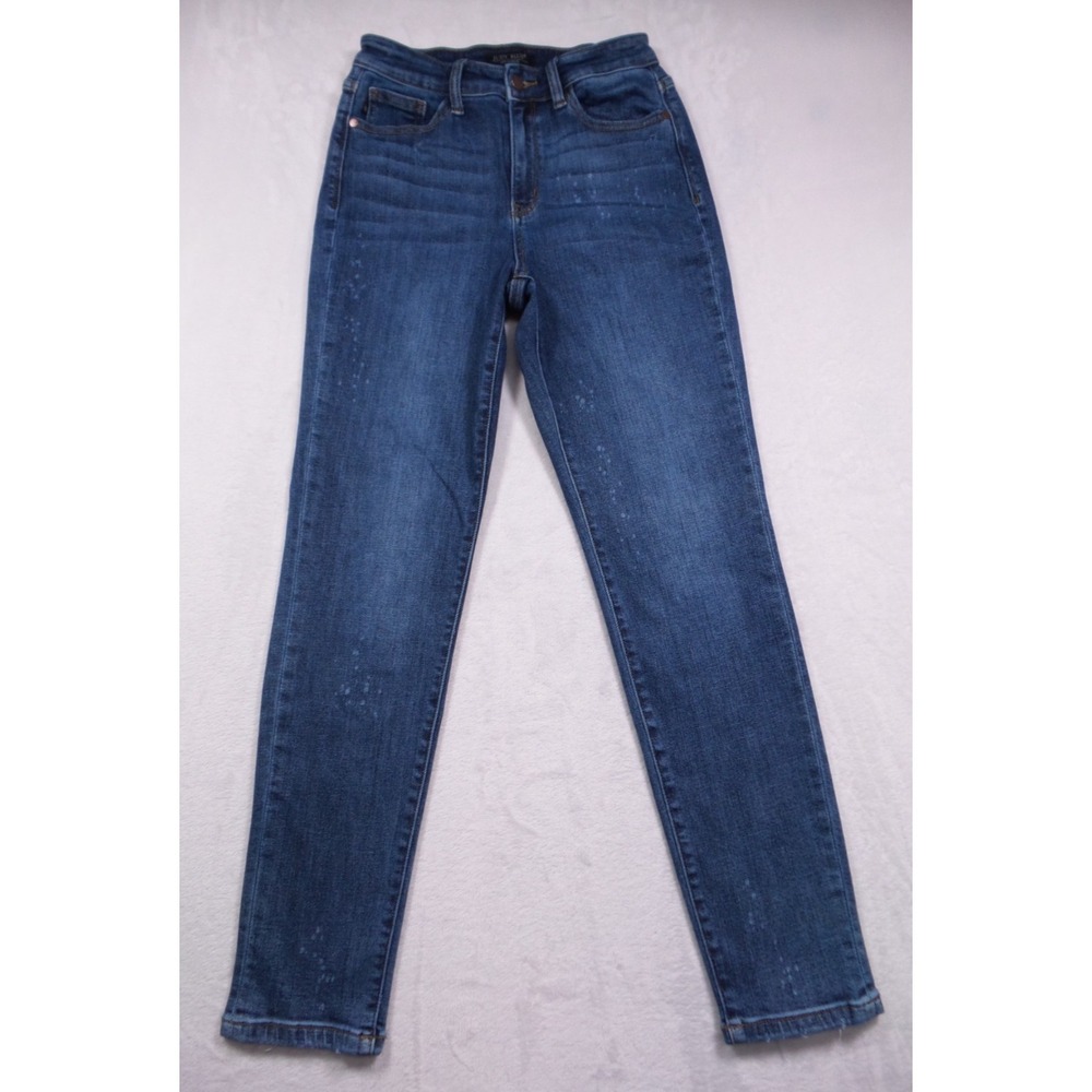 Judy Blue Jeans Womens Size 1/25 Blue Boyfriend Fit Mid Rise Bleach Splash